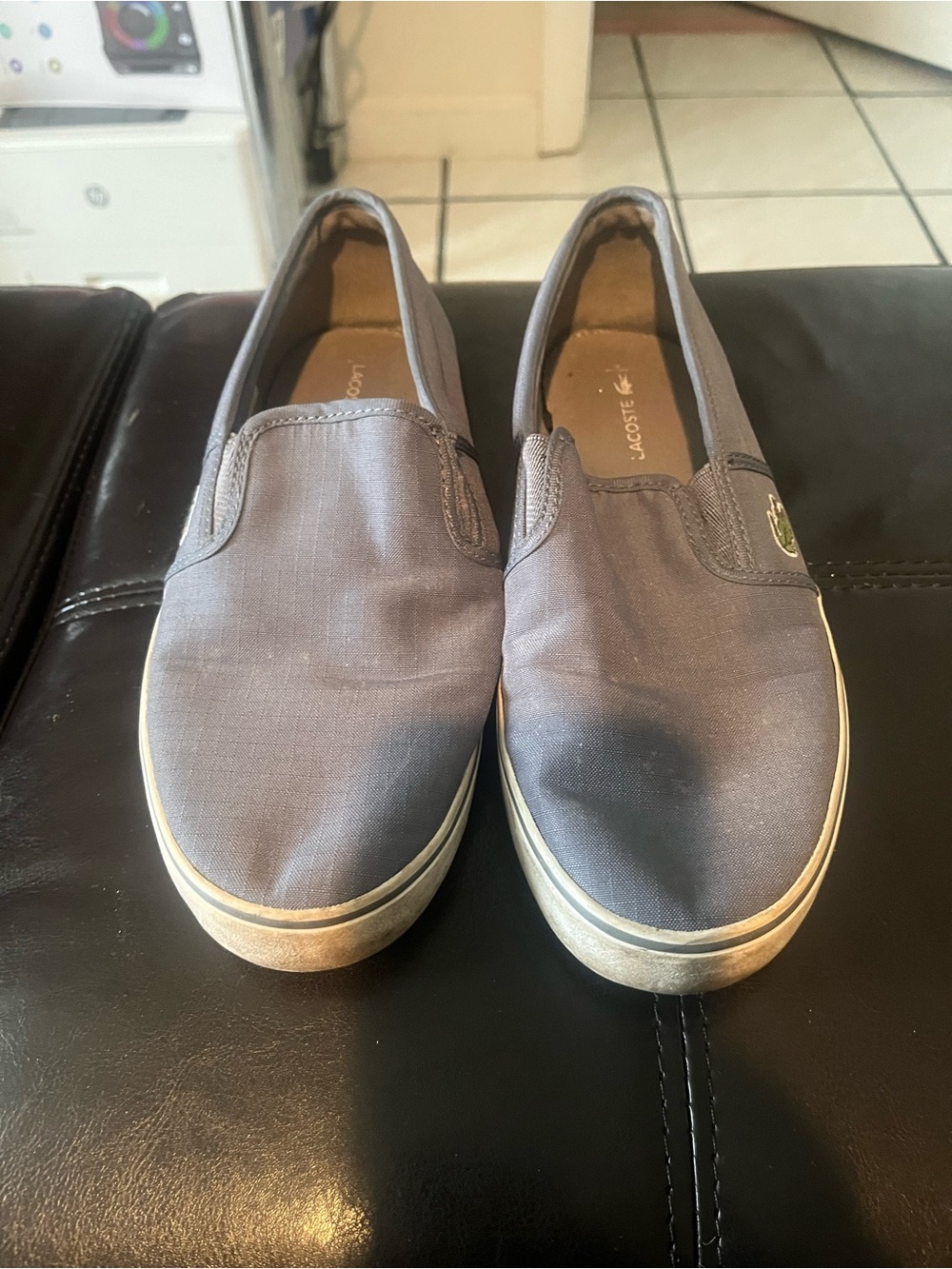 Lacoste Men’s Navy Slip-On Canvas Loafers